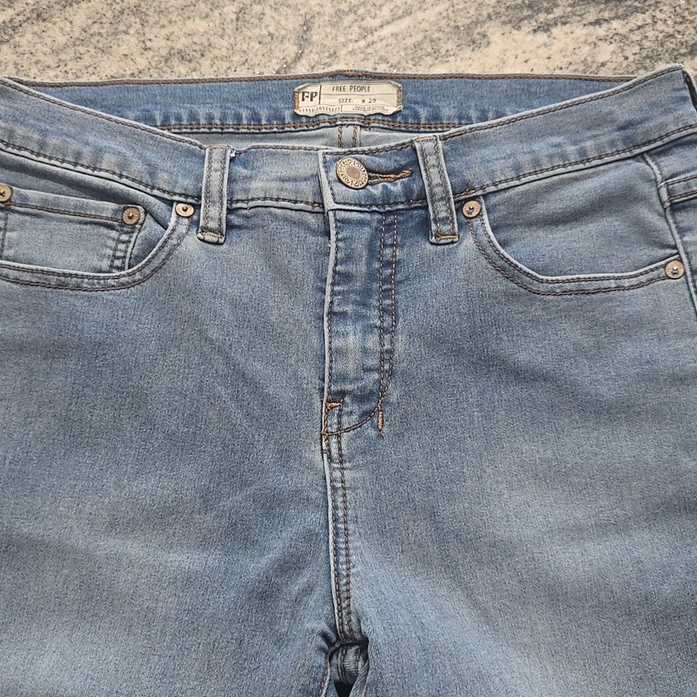 Free People Women's 29 Light Blue High Waist Flare Bottom Denim Jeans
